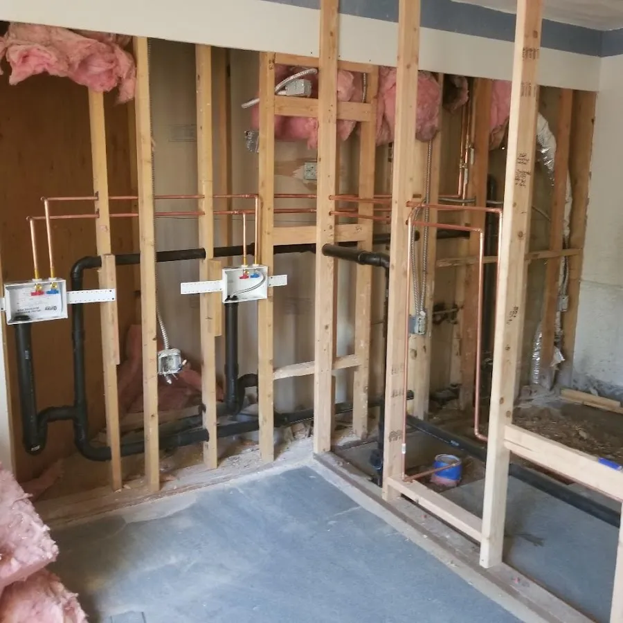 Copper pipe rough-in and plumbing installation in Huntsville